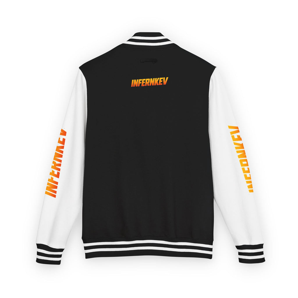 'INFERNKEV' Flame Mascot Letterman Jacket — Varsity Bomber